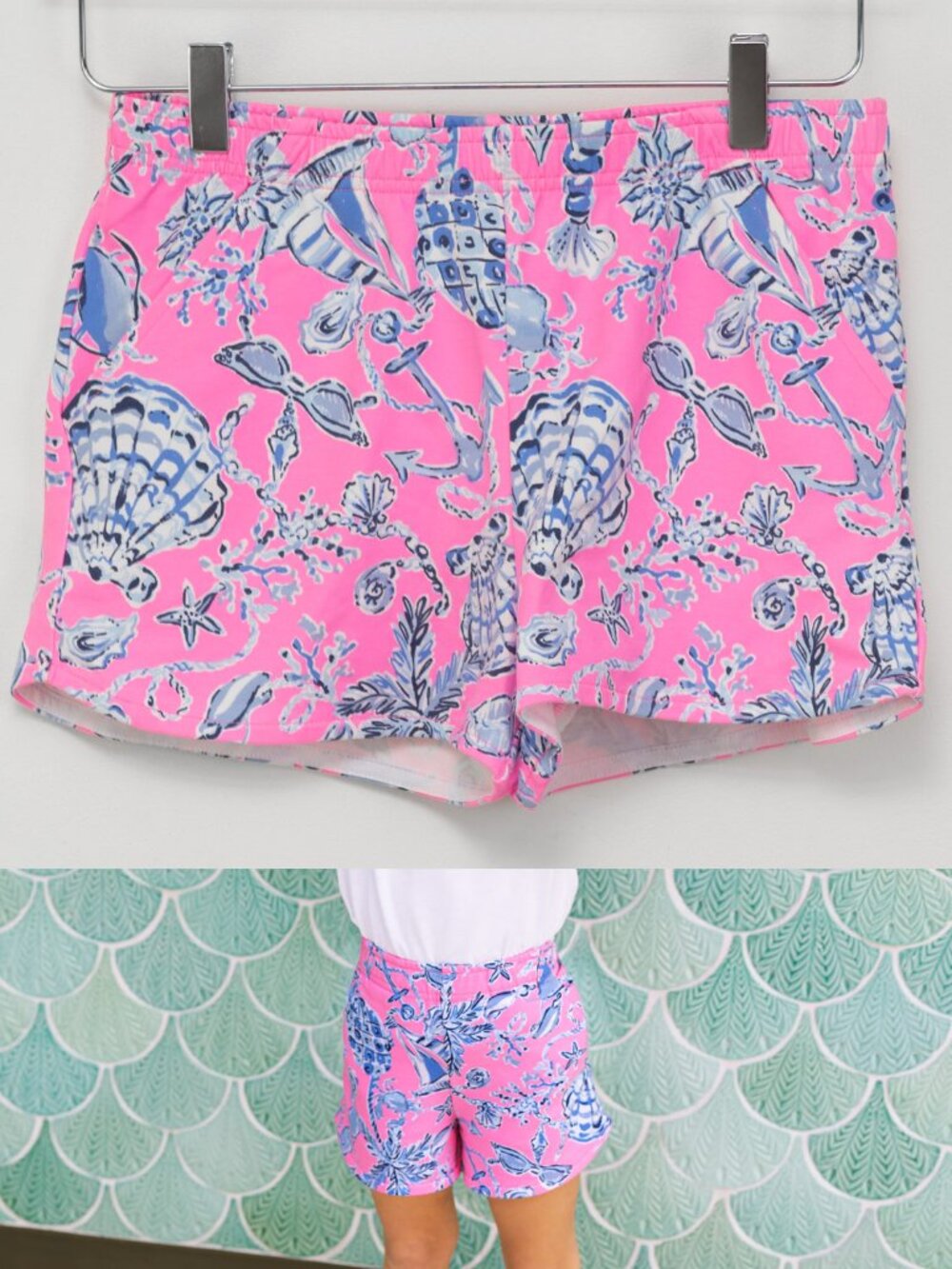 Lilly Pulitzer Aviette Short Rousseau Pink Barefoot Beachcombers Size XL New